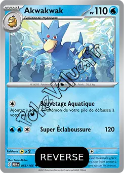 Carte Pokémon Akwakwak  Reverse n°055 de la série 151