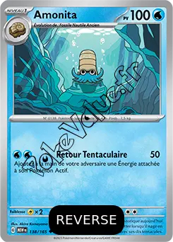 Carte Pokémon Amonita  Reverse n°138 de la série 151