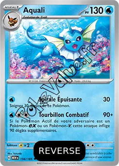Carte Pokémon Aquali  Reverse n°134 de la série 151