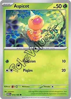 Carte Pokémon Aspicot  n°013 de la série 151