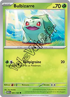 Carte Pokémon Bulbizarre  n°001 de la série 151