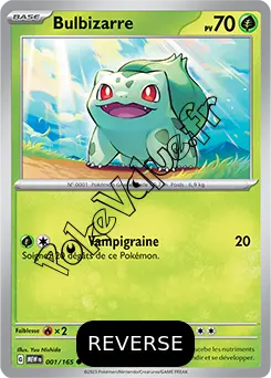 Carte Pokémon Bulbizarre  Reverse n°001 de la série 151