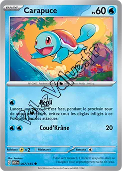 Carte Pokémon Carapuce  n°007 de la série 151