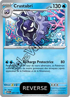Carte Pokémon Crustabri  Reverse n°091 de la série 151