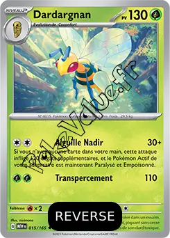 Carte Pokémon Dardargnan  Reverse n°015 de la série 151