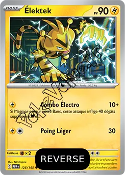 Carte Pokémon Élektek Reverse n°125 de la série 151
