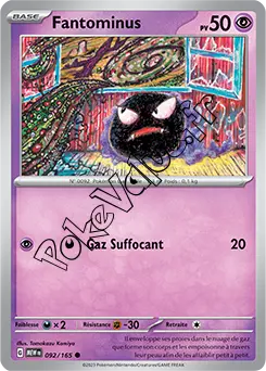Carte Pokémon Fantominus  n°092 de la série 151