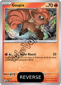 Carte Pokémon Goupix  Reverse n°037 de la série 151