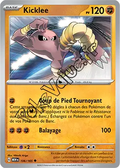 Carte Pokémon Kicklee  n°106 de la série 151