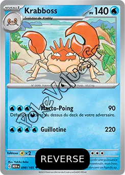 Carte Pokémon Krabboss  Reverse n°099 de la série 151