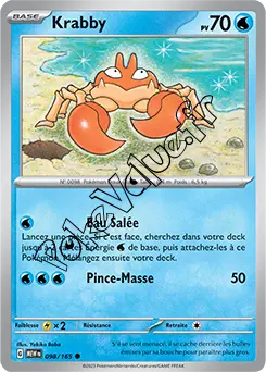 Carte Pokémon Krabby  n°098 de la série 151