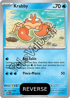 Carte Pokémon Krabby  Reverse n°098 de la série 151