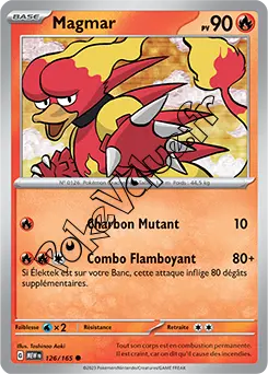 Carte Pokémon Magmar  n°126 de la série 151
