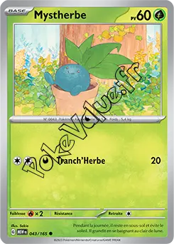 Carte Pokémon Mystherbe  n°043 de la série 151