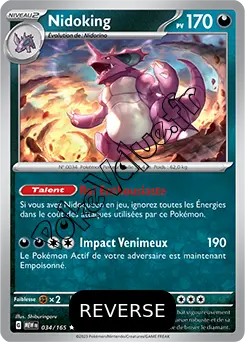 Carte Pokémon Nidoking  Reverse n°034 de la série 151
