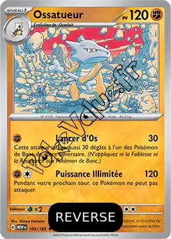 Carte Pokémon Ossatueur  Reverse n°105 de la série 151