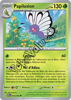 Carte Pokémon Papilusion  n°012 de la série 151