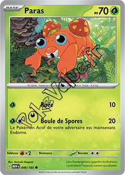 Carte Pokémon Paras  n°046 de la série 151