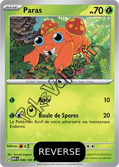 Carte Pokémon Paras  Reverse n°046 de la série 151