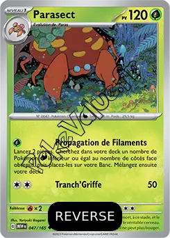 Carte Pokémon Parasect  Reverse n°047 de la série 151
