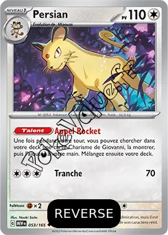 Carte Pokémon Persian  Reverse n°053 de la série 151