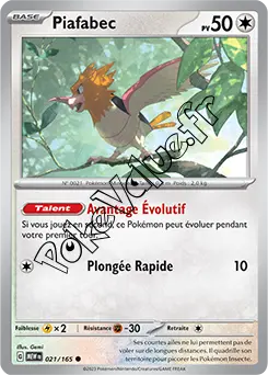 Carte Pokémon Piafabec  n°021 de la série 151
