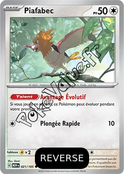 Carte Pokémon Piafabec  Reverse n°021 de la série 151