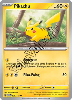 Carte Pokémon Pikachu  n°025 de la série 151