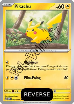 Carte Pokémon Pikachu  Reverse n°025 de la série 151