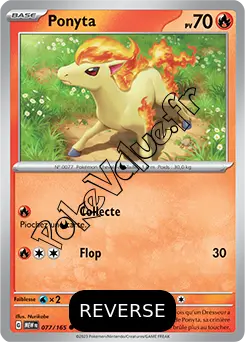 Carte Pokémon Ponyta  Reverse n°077 de la série 151