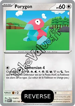Carte Pokémon Porygon  Reverse n°137 de la série 151