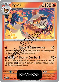 Carte Pokémon Pyroli  Reverse n°136 de la série 151