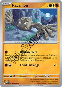 Carte Pokémon Racaillou  n°074 de la série 151
