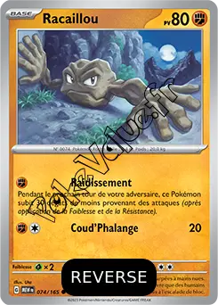 Carte Pokémon Racaillou  Reverse n°074 de la série 151