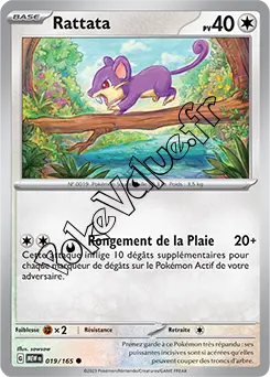 Carte Pokémon Rattata  n°019 de la série 151