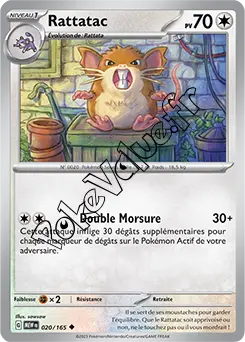 Carte Pokémon Rattatac  n°020 de la série 151
