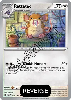 Carte Pokémon Rattatac  Reverse n°020 de la série 151
