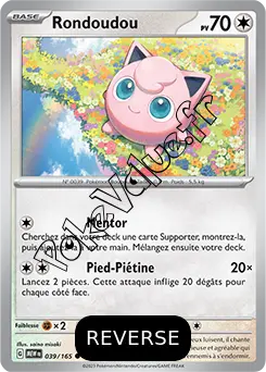 Carte Pokémon Rondoudou  Reverse n°039 de la série 151
