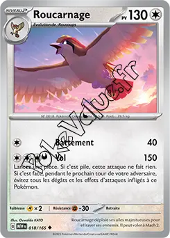 Carte Pokémon Roucarnage  n°018 de la série 151