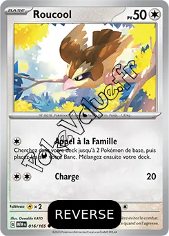 Carte Pokémon Roucool  Reverse n°016 de la série 151