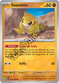 Carte Pokémon Sabelette  n°027 de la série 151