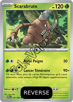 Carte Pokémon Scarabrute  Reverse n°127 de la série 151