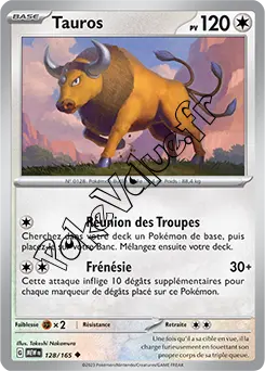 Carte Pokémon Tauros  n°128 de la série 151