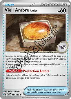 Carte Pokémon Vieil Ambre Ancien  n°154 de la série 151