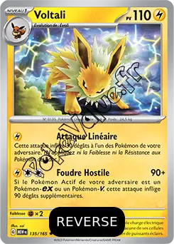 Carte Pokémon Voltali  Reverse n°135 de la série 151