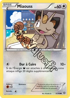 Carte Pokémon Meowth  n°61 de la série Origines Antiques