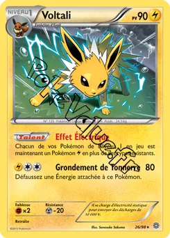 Carte Pokémon Voltali  n°26 de la série Origines Antiques