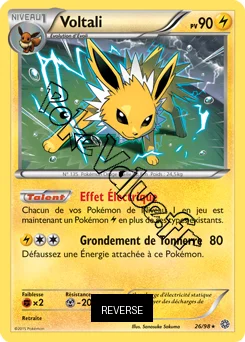 Carte Pokémon Voltali  Reverse n°26 de la série Origines Antiques