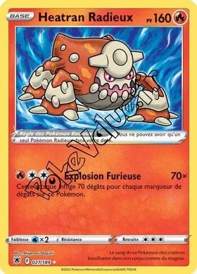 Carte Pokémon Heatran Radieux  n°027 de la série Astres Radieux