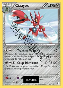 Carte Pokémon Cizayox Reverse n°94 de la série Frontières Franchies